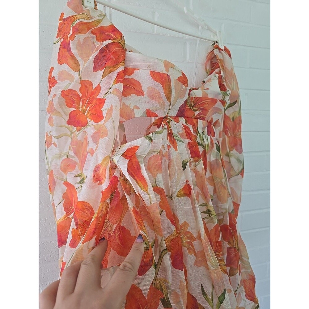 Zimmermann Matchmaker Tranquillity Floral Print Linen Silk Mini Dress Sz. 1/US 6 - Picture 8 of 14